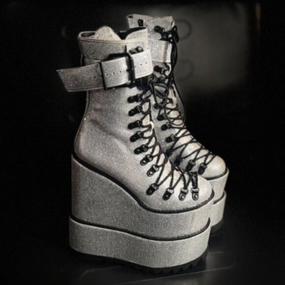 Crystal Double Stack Boots - Dolls Kill - SIZE 7 - NIB - Picture 6 of 8